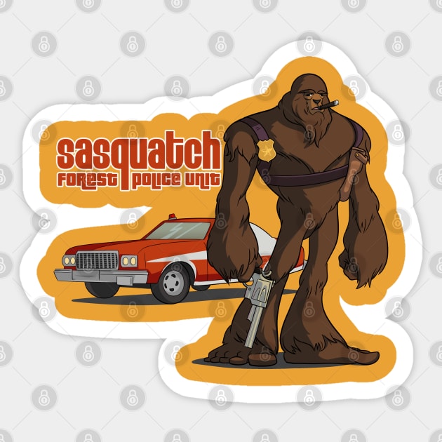 Sasquatch - Forest Police Unit Sticker by Those Conspiracy Guys